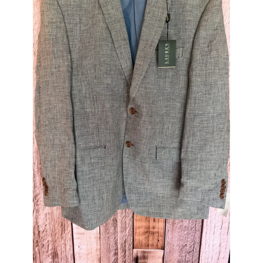 Lauren‎ Ralph Lauren Men's 42R Linen Houndstooth Sport Coat Blazer NWT